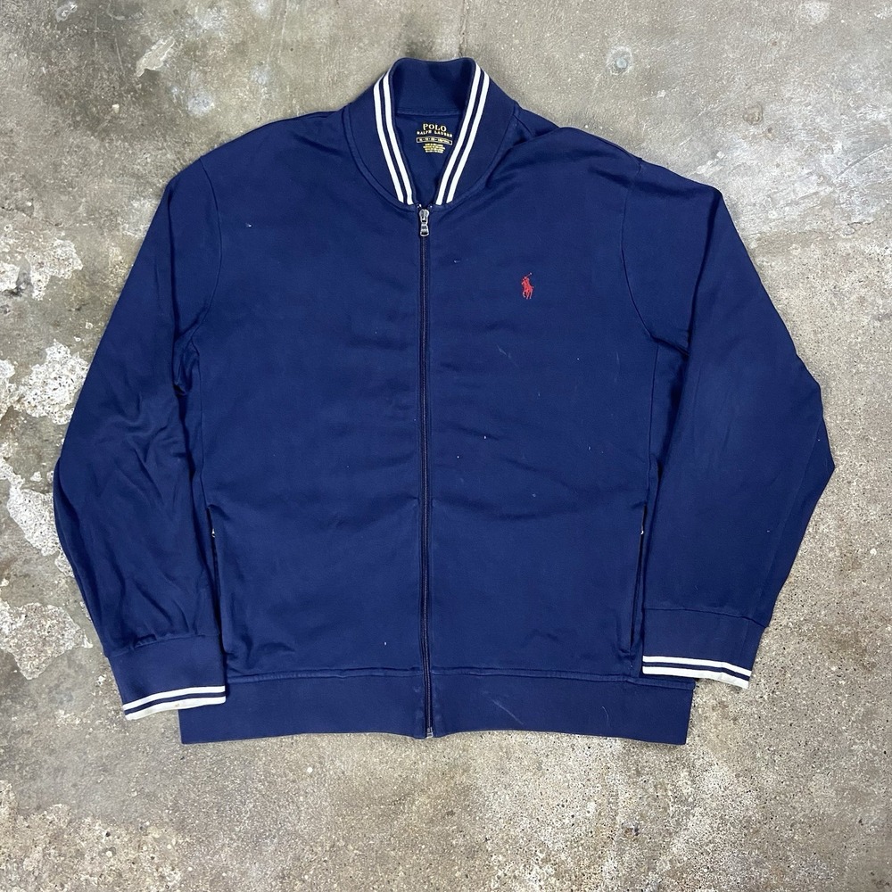 Polo Ralph Lauren‎ Track Jacket Size XL Navy Blue Full Zip Red Pony Logo